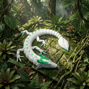 Green & White Leaf Dragon Articulated 3D Printed Fidget Toy